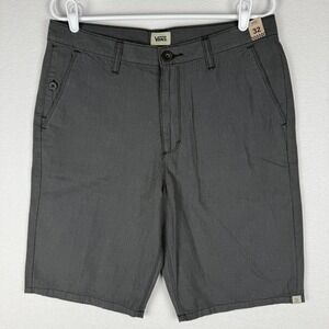 NEW Vans Hounders Shorts Mens 32 Grey Black Houndstooth Chino Flat Front